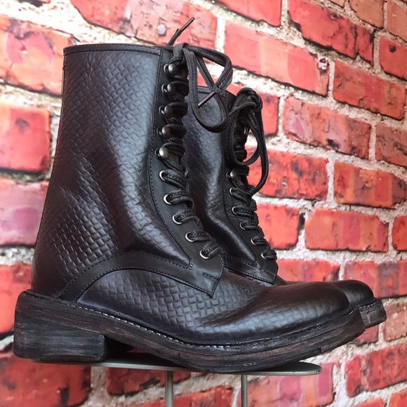 Free People Leather Santa Fe Lace-Up Boot in Black Embossed - Picture 6 of 17